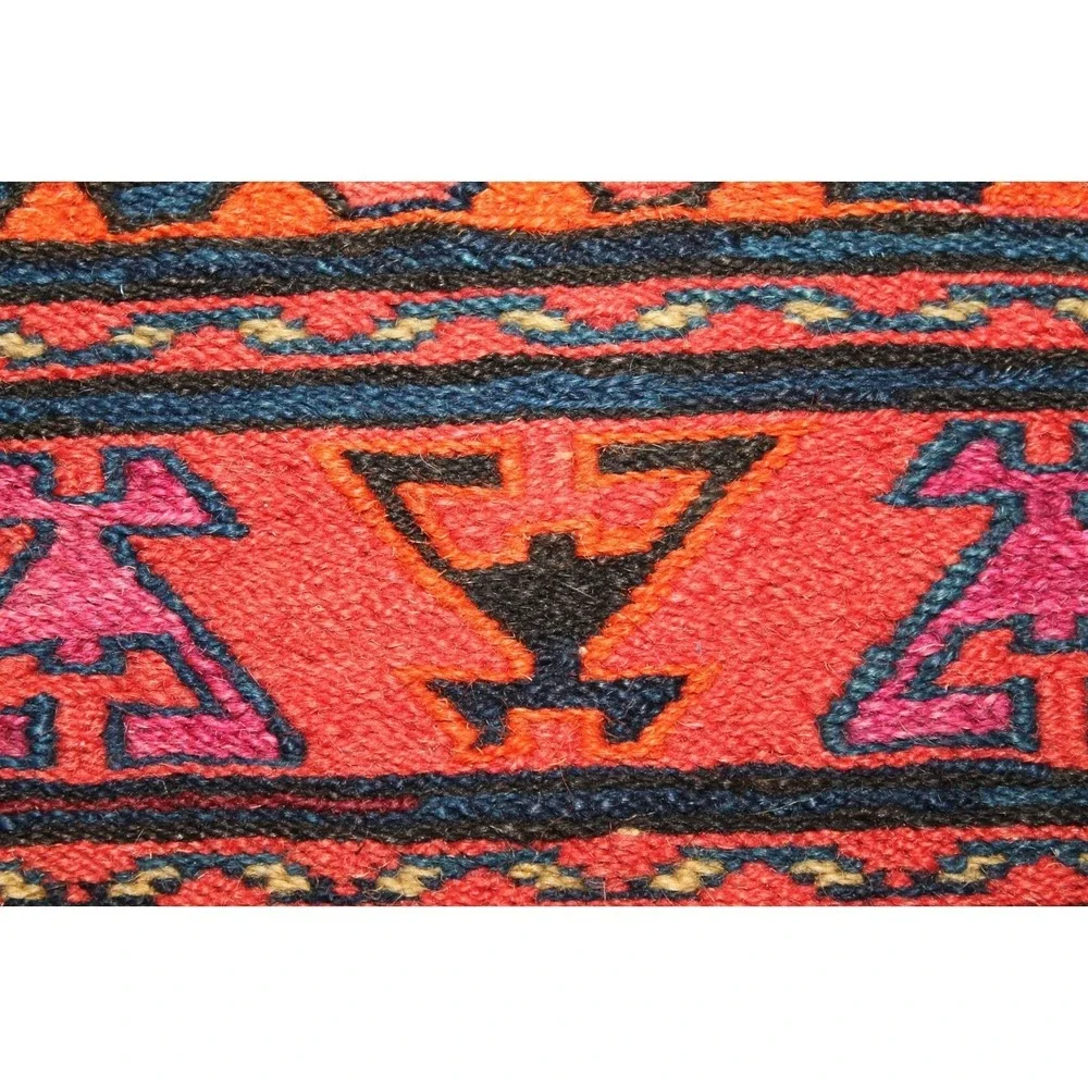 Antique 19thC Soumak Mafrash Panel Nomadic Cargo Bag Face 18x35